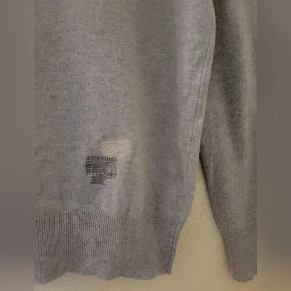 Each x Other Sweater Gray Patched 100% Cashmere Relaxed Fit V-neck Size XS